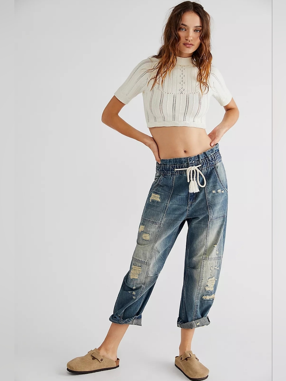 Free People In My Time Denim Cargo Jeans